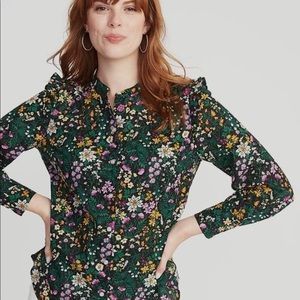 Old Navy Ruffled Shoulder Floral Shirt NWT